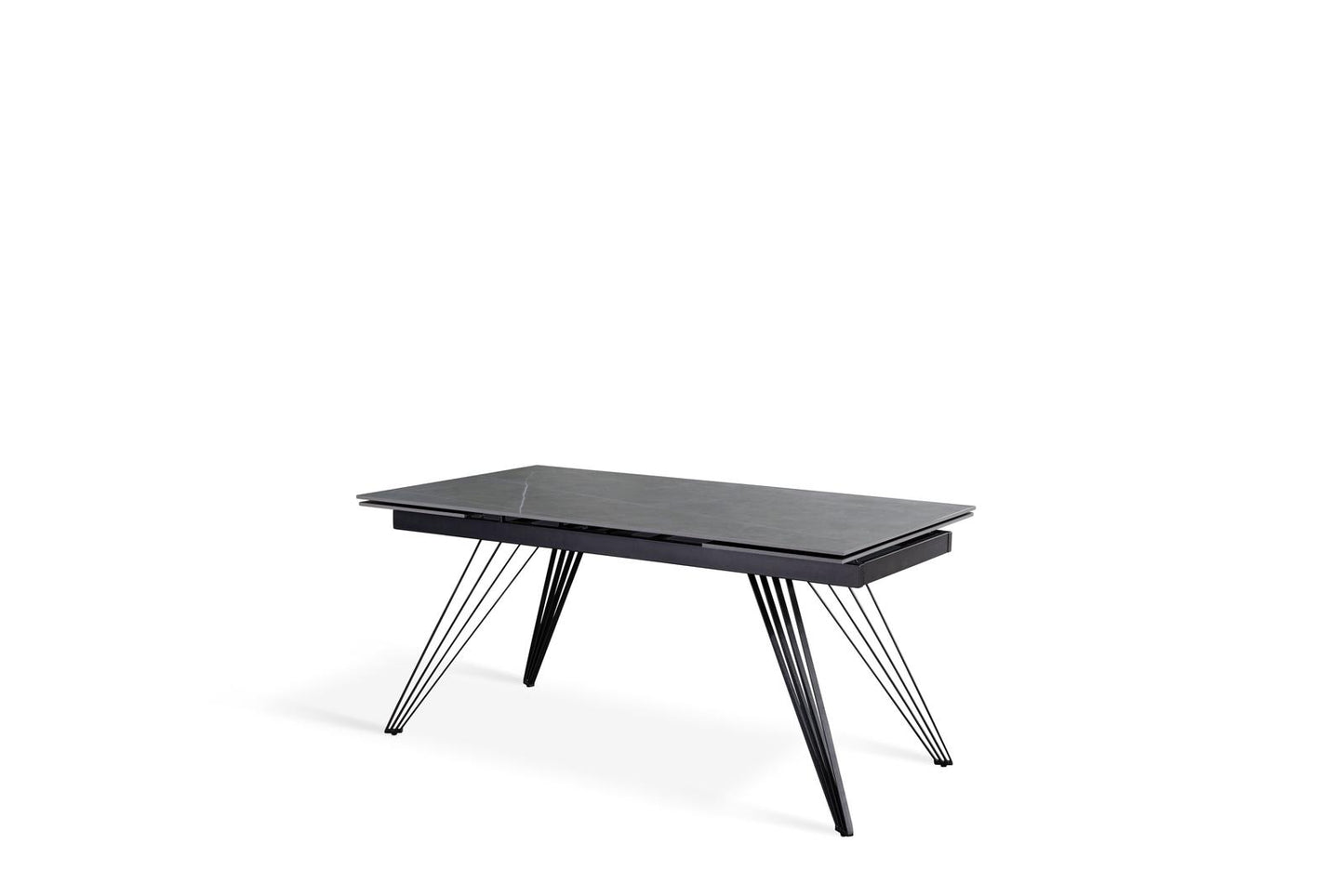 Mesa extensible gris-negro mate 90 cm x 160-240 cm cm Alt. 76 cm