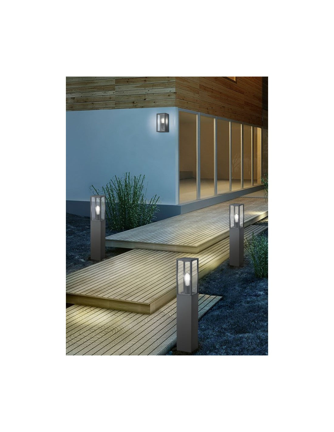 Bolardo alto de exterior Garonne Antracita Alt. 80 cm Trio Lighting