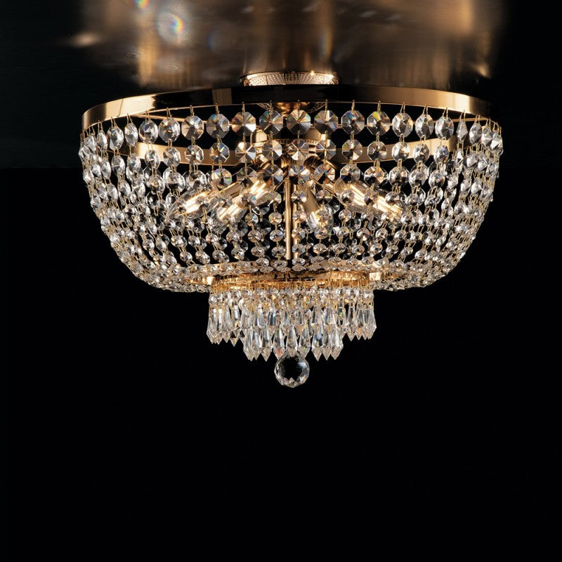 Lámpara de techo Imperial de hierro y latón dorado con seis luces 50x h37 cm