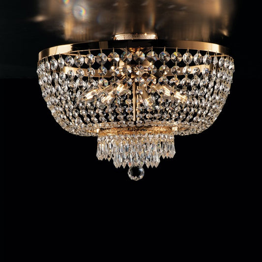 Lámpara de techo Imperial de hierro y latón dorado con seis luces 50x h37 cm
