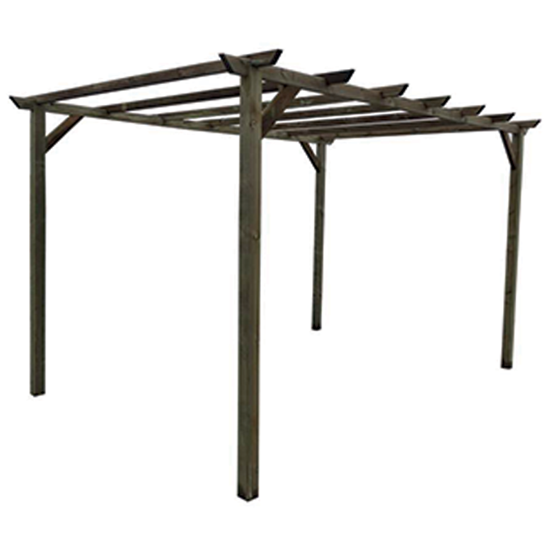 Pérgola libre en pino desgastado 300x300xH400 cm