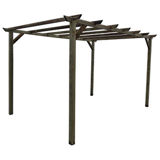 Pérgola libre en pino desgastado 300x300xH400 cm