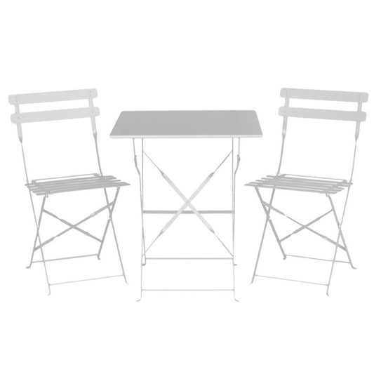 Mesa y 2 sillas en metal Rimini blanco.