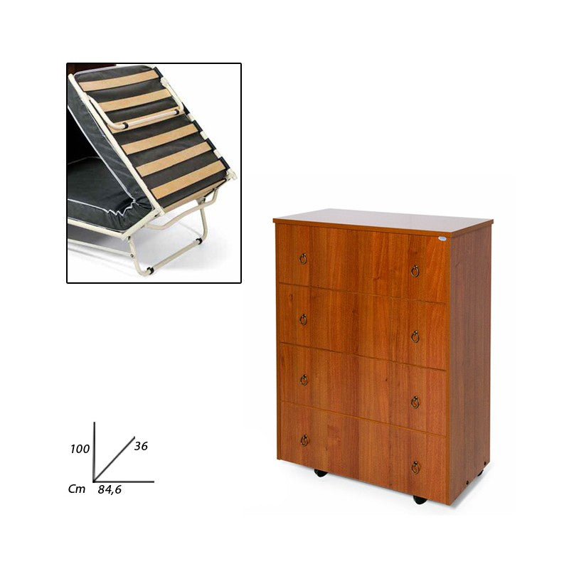 Somier ortopédico plegable color nogal antiguo Al.100x85x36 cm