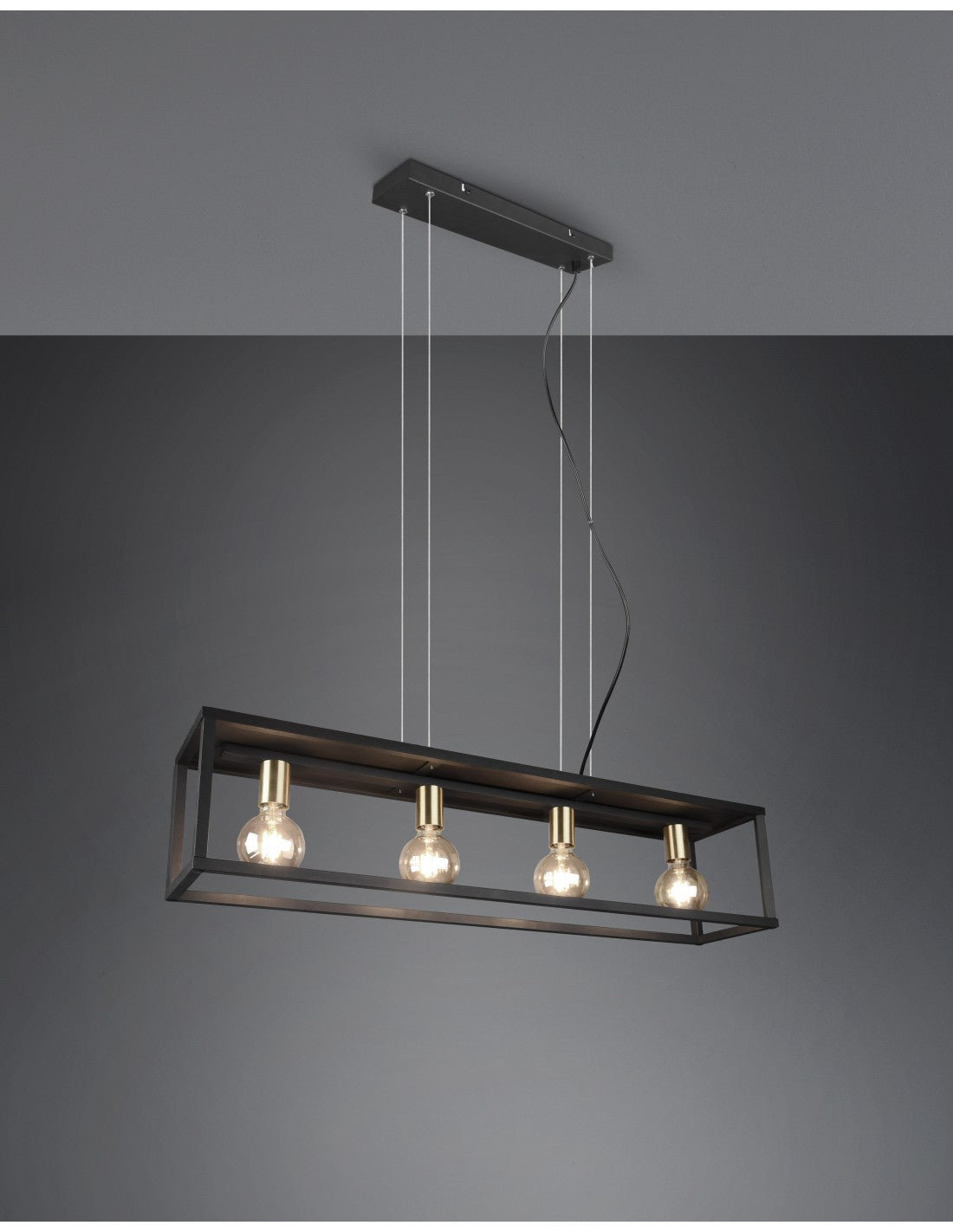Suspensión Para Salón 4 Luces Marco Metálico Negro Vito Trio Lighting