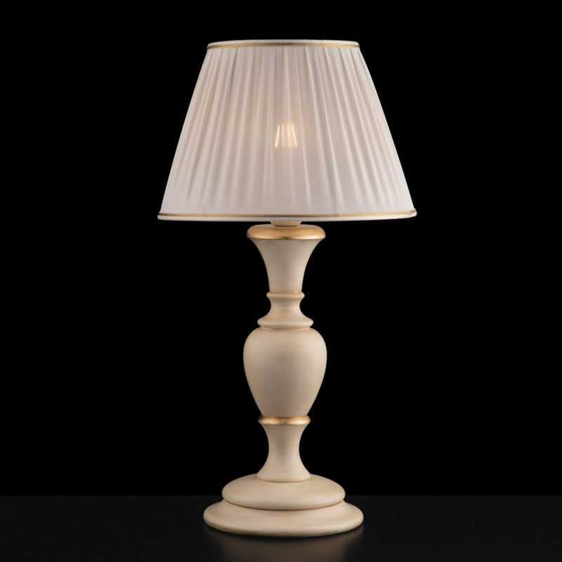 Lámpara grande de madera y pulpa de madera de marfil y pan de oro, 57 cm