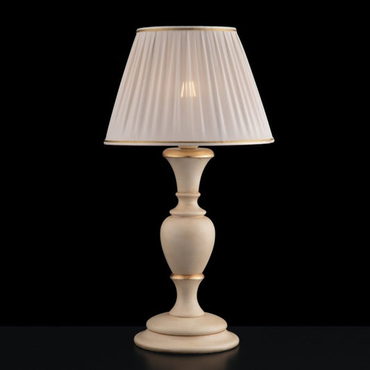 Lámpara grande de madera y pulpa de madera de marfil y pan de oro, 57 cm