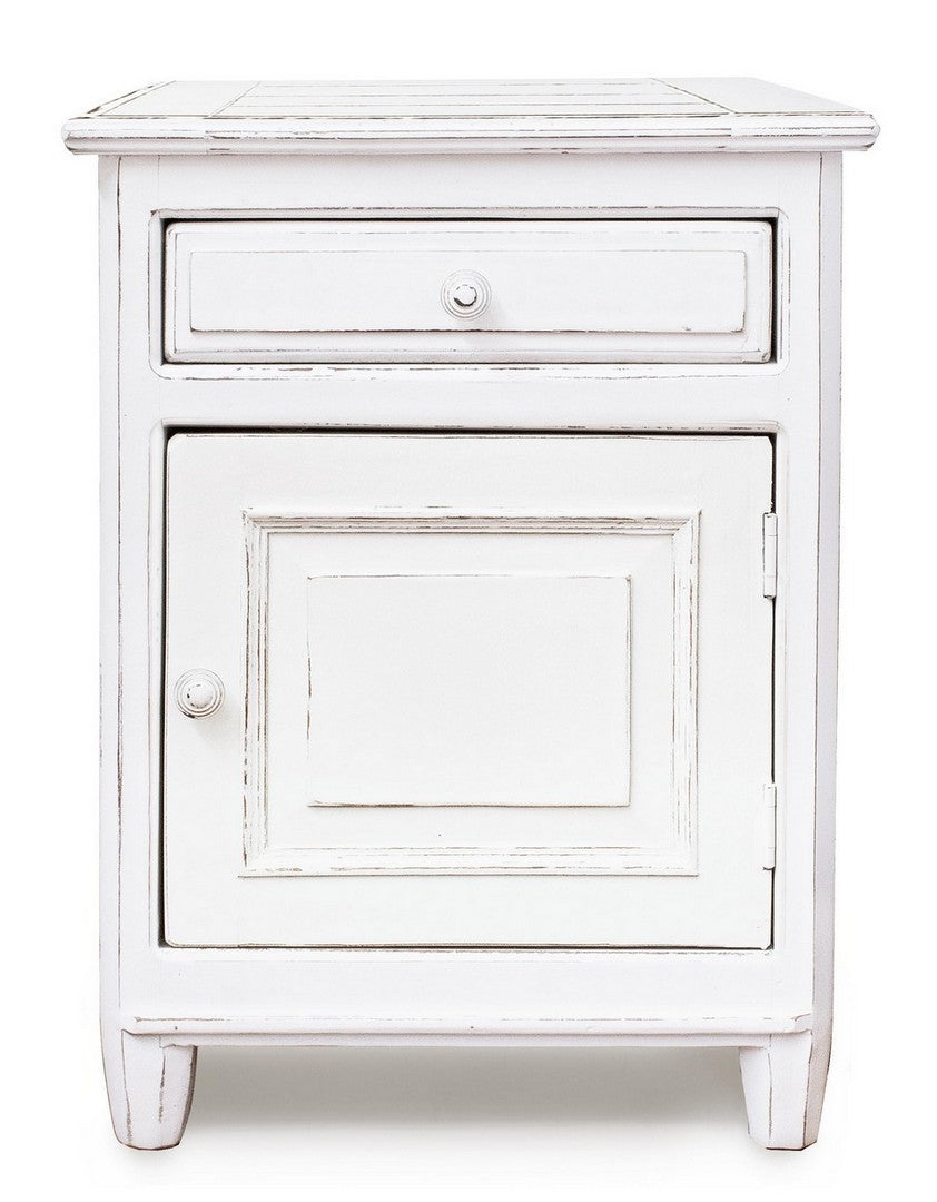 Mesita de noche Colette madera blanca 1 puerta 1 cajón 50 x 40 x 65 cm