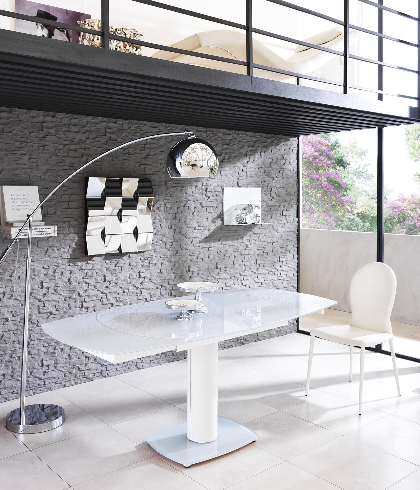 Mesa extensible blanca 90 cm x 120-180 cm Alt. 76 cm