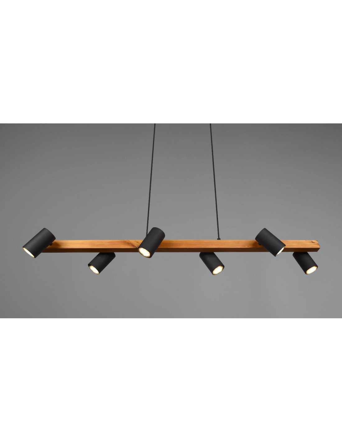 Lámpara de araña de isla de madera 6 puntos negros cilíndricos ajustables Marley Trio Lighting