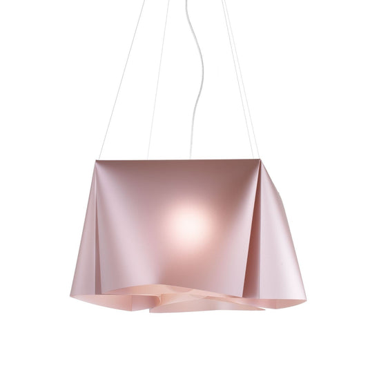 Lámpara colgante de metal rosa con 3 luces de metal cromado cm. 59 x 31h