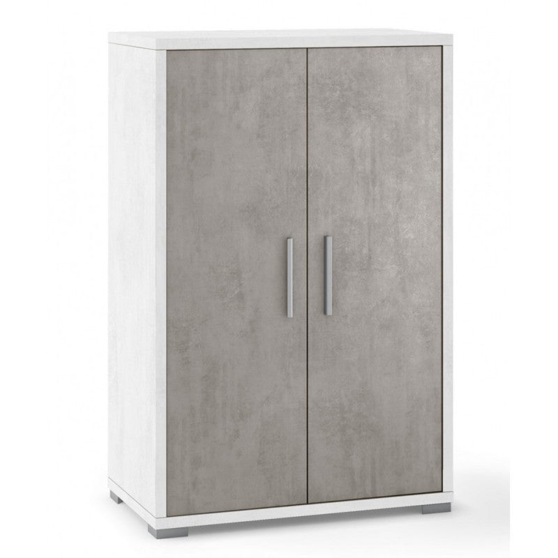 Armario multiusos de dos puertas Blanco Cemento 71x41x h110 cm