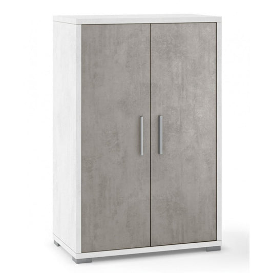 Armario multiusos de dos puertas Blanco Cemento 71x41x h110 cm
