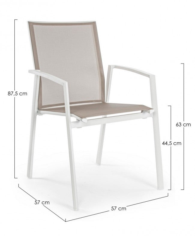 Silla de jardín blanca Cruise con reposabrazos