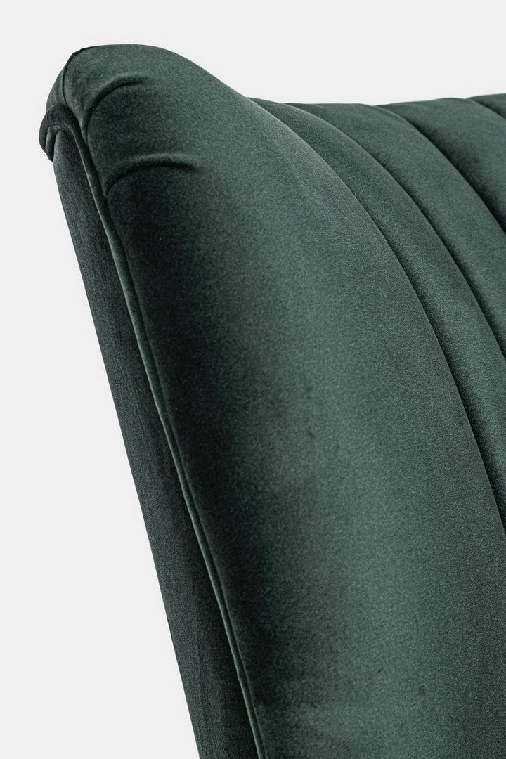 Sillón vintage Virna de madera de terciopelo verde