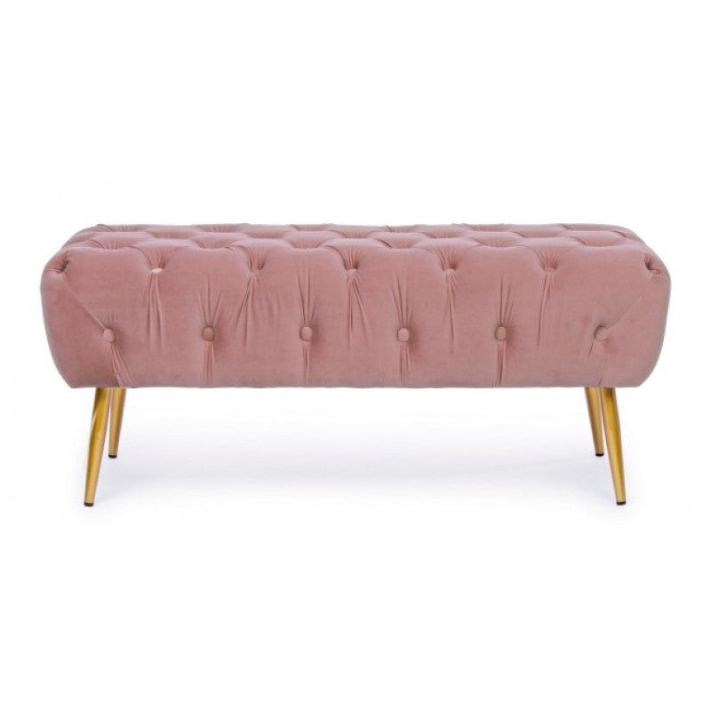 Mueble banco puf rosa con patas 103 x46x40h cm