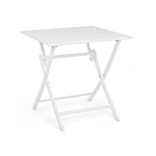 Mesa exterior plegable de aluminio ELIN blanco 70x70x h71 cm