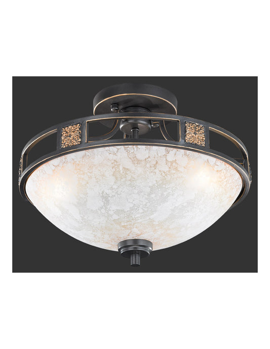 Lámpara de techo 3xE27 Quinta Ruggine Vidrio Alabastro Ø42 cm Trio Lighting