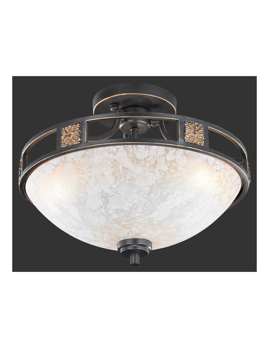 Lámpara de techo 3xE27 Quinta Ruggine Vidrio Alabastro Ø42 cm Trio Lighting
