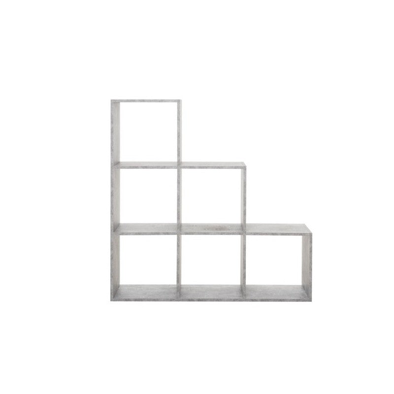 Estantería librería 6 compartimentos color hormigón 116x33xh.118 cm