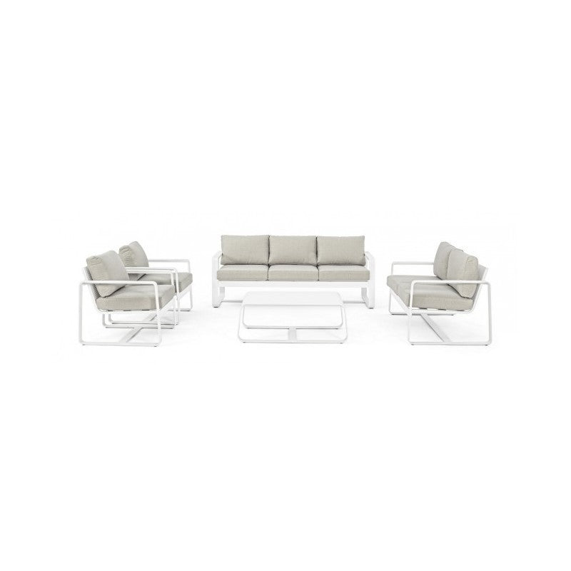 MERRIGAN mesa de centro exterior aluminio blanco 105x62x h38 cm