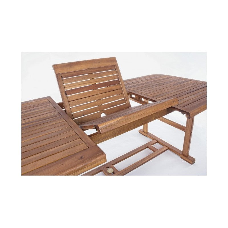 Mesa de exterior extensible Noemí de madera 180-240x100x h 74cm
