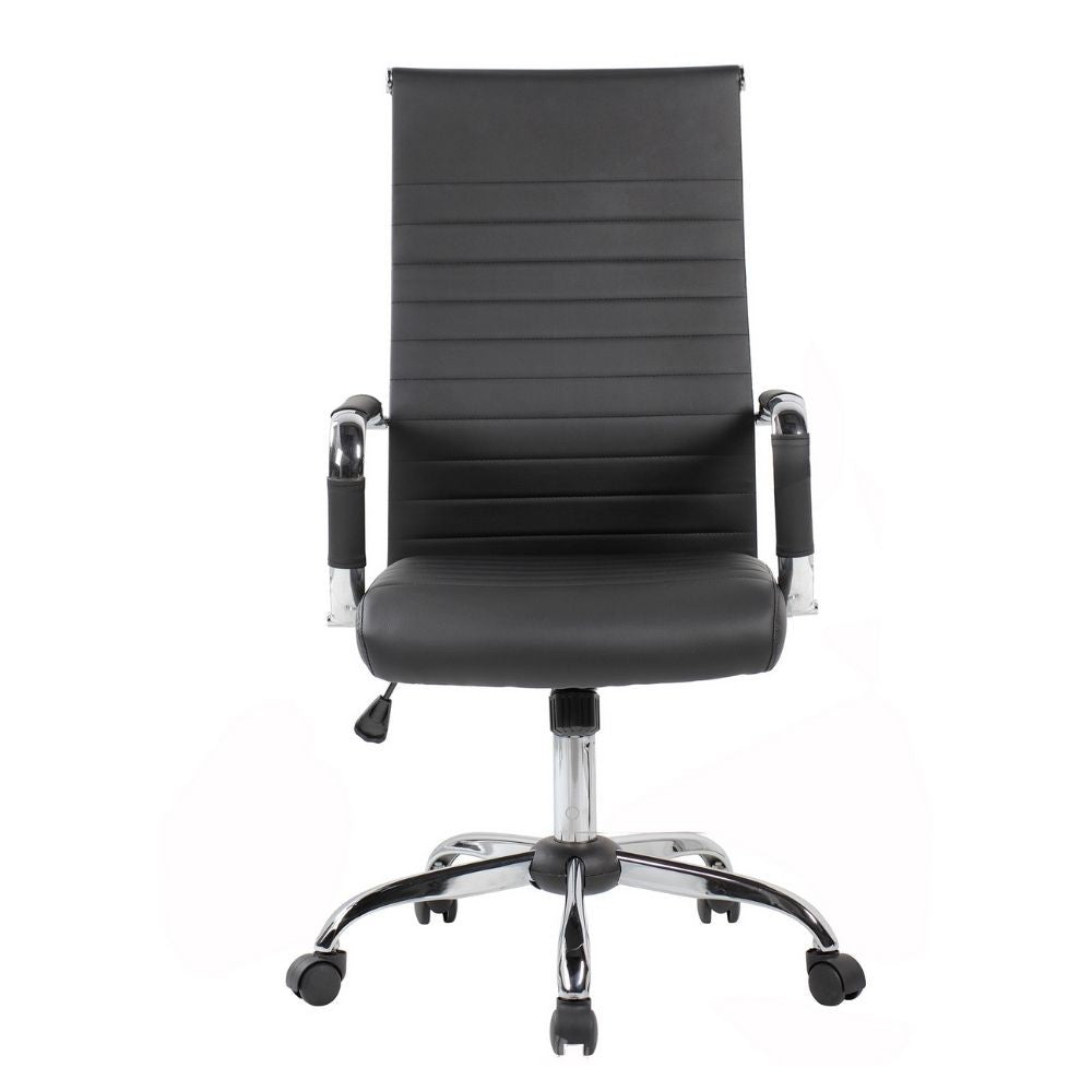 Sillón de oficina Folkvan con base cromada en ecopiel negra