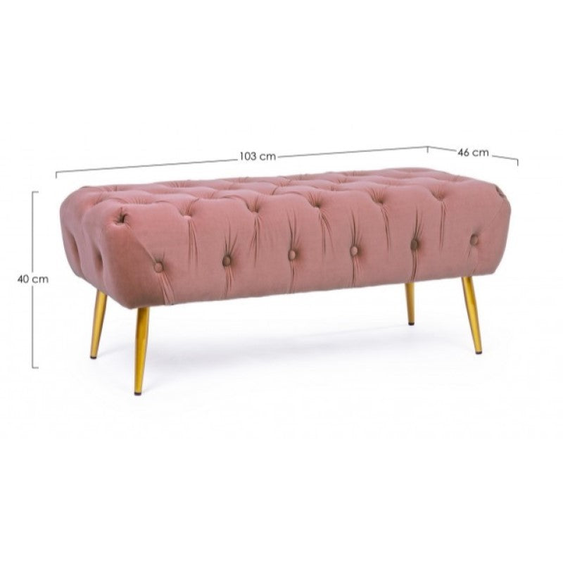 Mueble banco puf rosa con patas 103 x46x40h cm