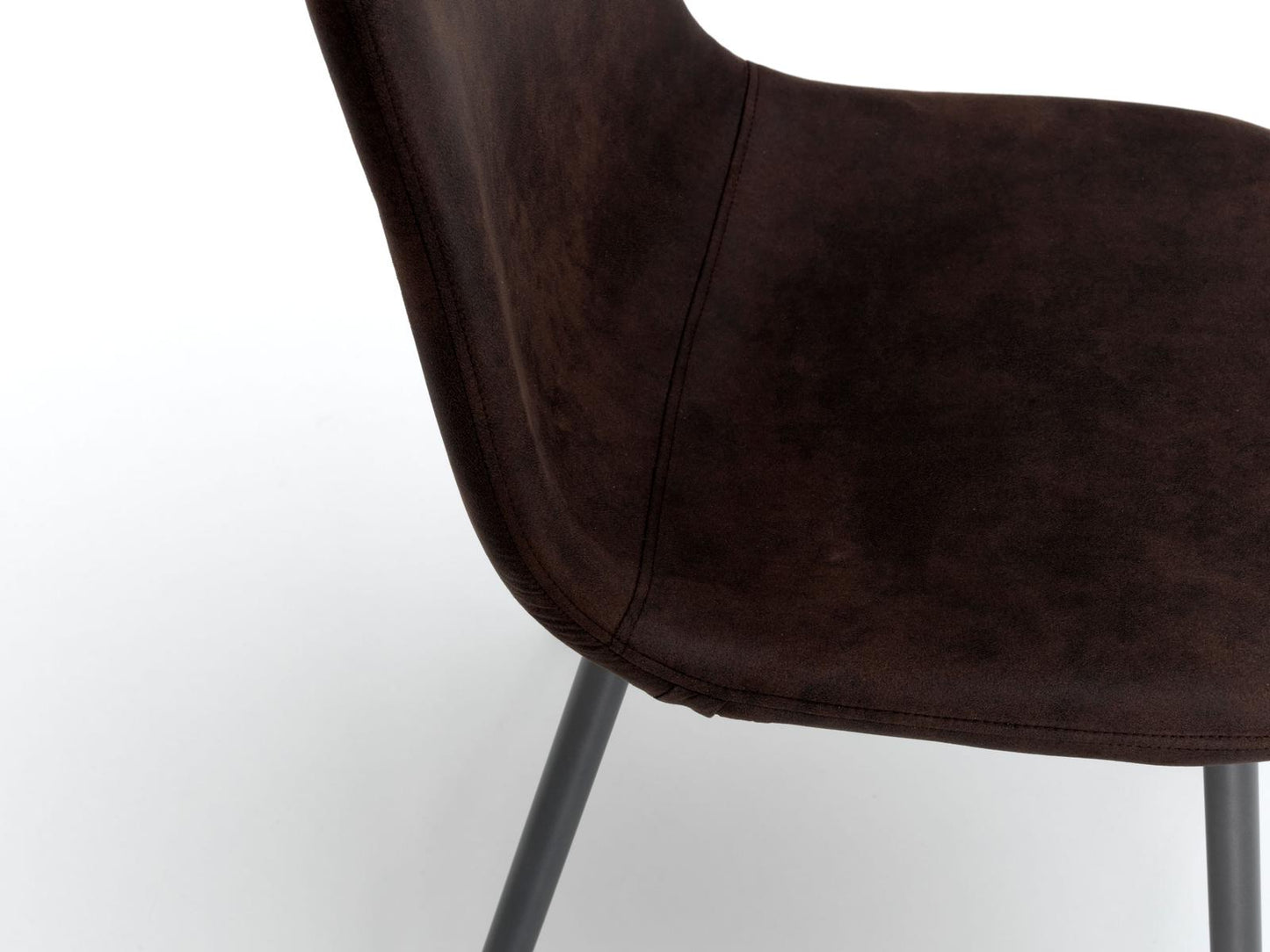 4x Silla vintage símil piel y asiento moka 44x50x84h cm