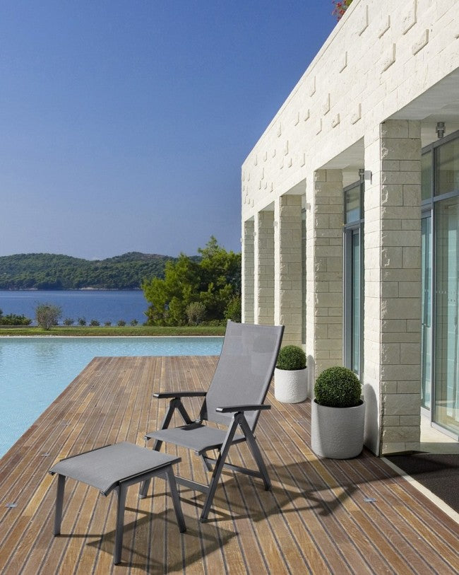 Reposapiés Cruise antracita de aluminio para muebles de jardín 53 x 51 x 44 cm