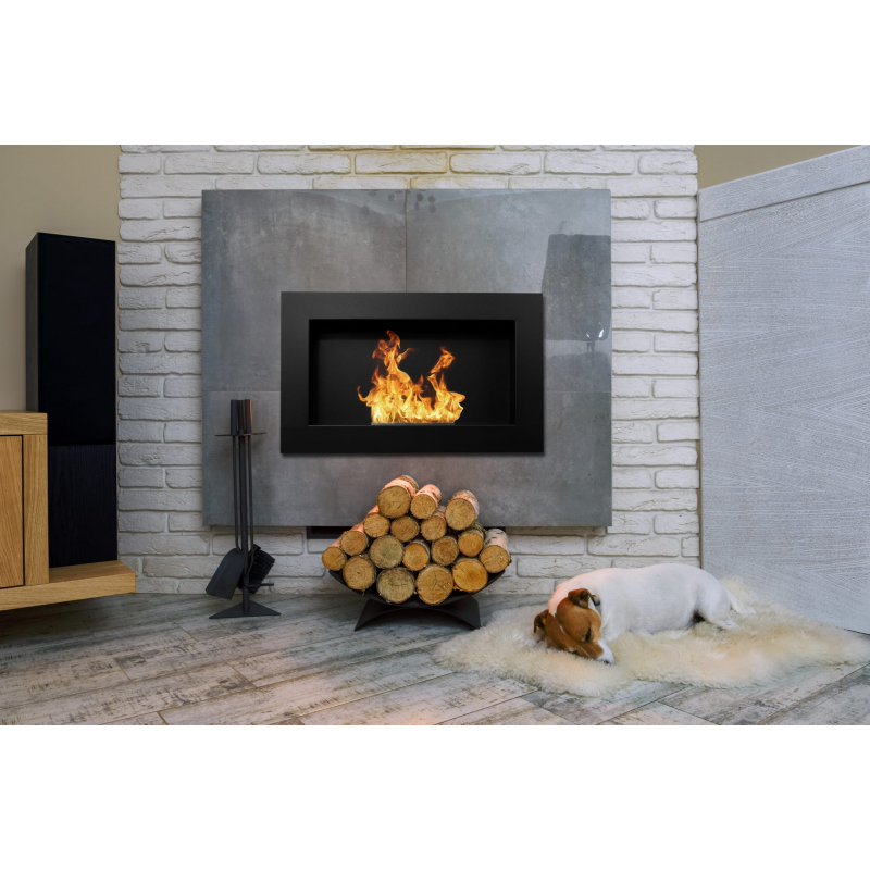 Chimenea de bioetanol empotrada o de pared Pisa Nero L 65 x P 12 x H 40