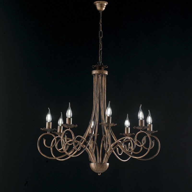 Lámpara colgante de hierro Negro DECO Cobre ocho luces 67x h68 cm
