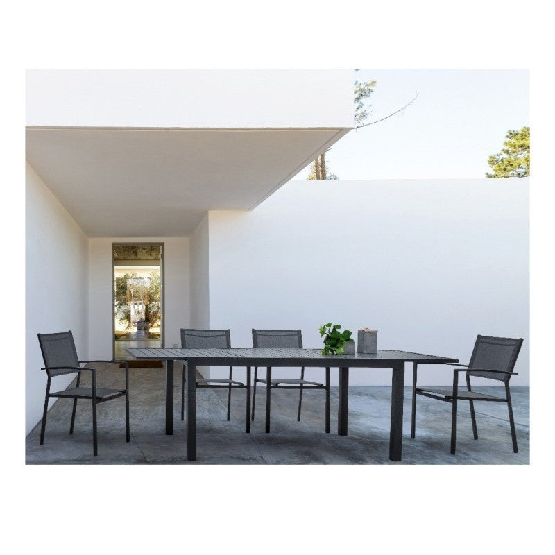 Silla De Exterior Con Apoyabrazos En Aluminio Antracita Hilla 57X60X H88 Cm