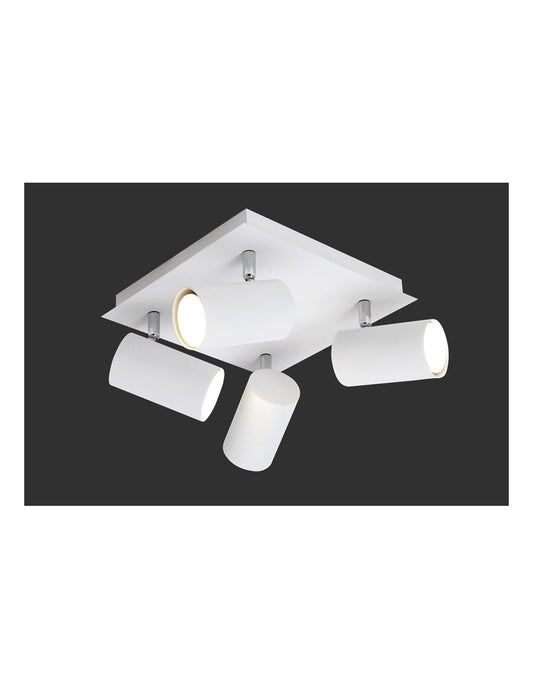 Plafón cuadrado con 4 focos orientables Marley White Trio Lighting