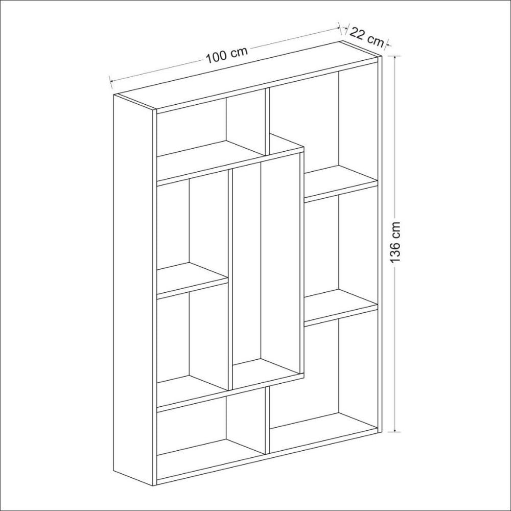 Librería Liam blanco detalle geométrico nogal 100x136h