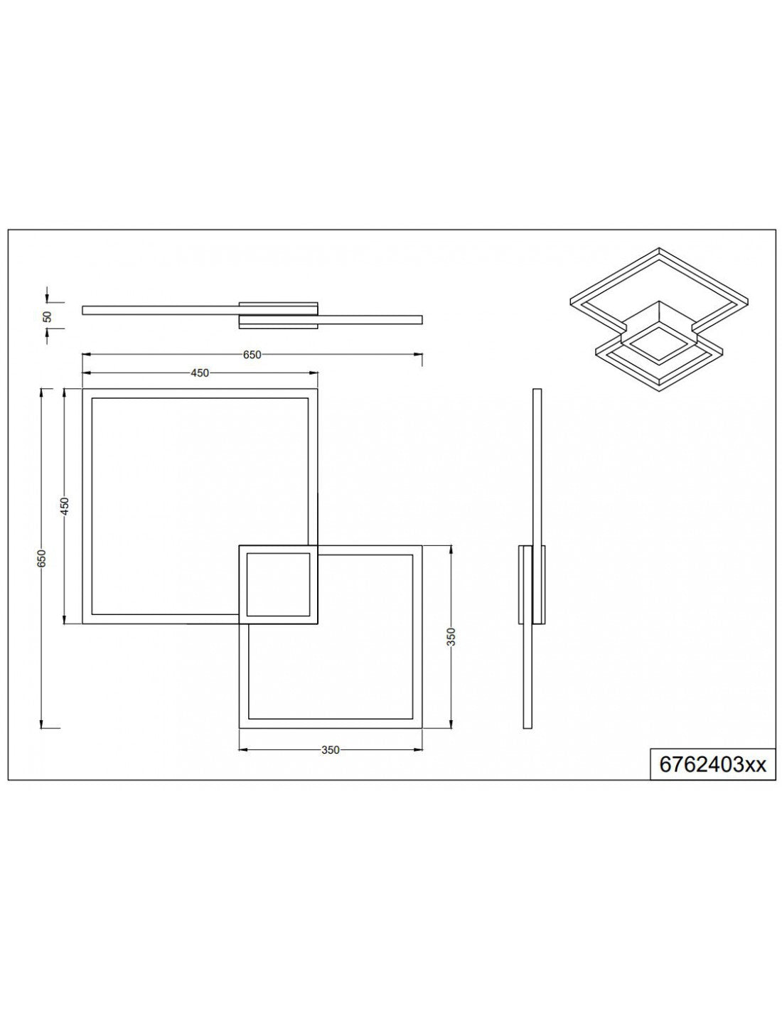 Lámpara de techo Hydra Design Square Blanco LED 4000k Trio Lighting