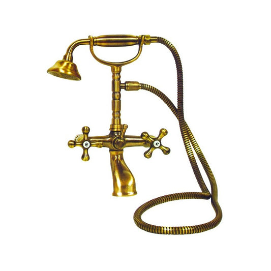 Grifo monomando para bañera con ducha de mano de latón antiguo