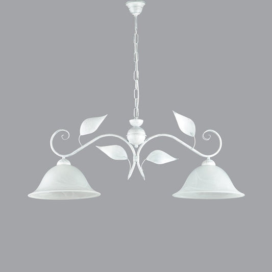 Lámpara colgante de dos luces de hierro blanco plateado 93x h34 cm