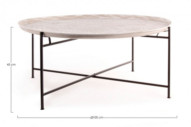 Mesa de centro redonda de metal estilo fusión