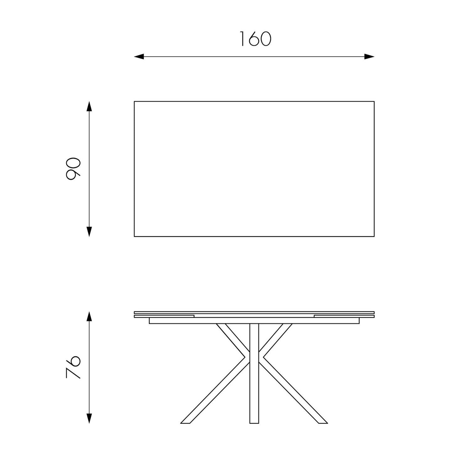 Mesa extensible blanca-cerámica mármol blanco 90 cm x 160-240 cm H. 76 cm