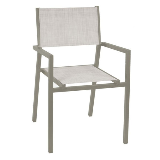 Sillón Cleveland de aluminio y textileno gris tórtola mate cm55x56 x h86