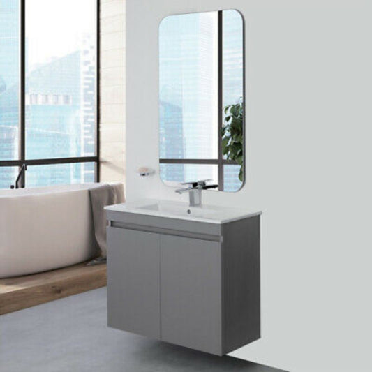 SLIM Composición de baño suspendida Línea Pastel, color Gris Medio 80x37x h69 cm