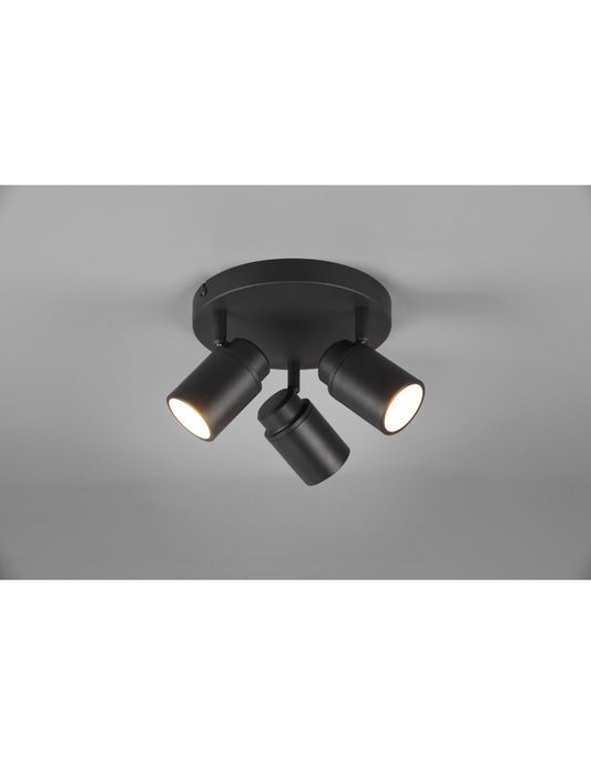 Foco Redondo 3 Focos Orientables Metal Negro Angelo Trio Lighting
