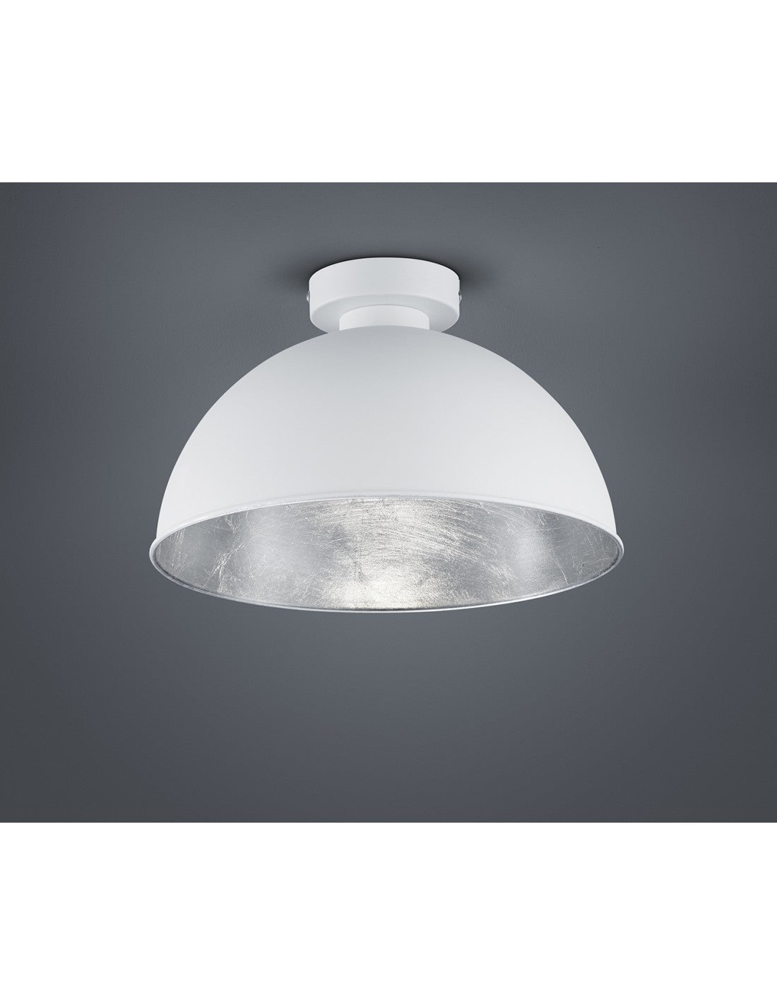 Jimmy Dome Lámpara de Techo 1xE27 Blanco y Plata Ø31 cm Trio Lighting