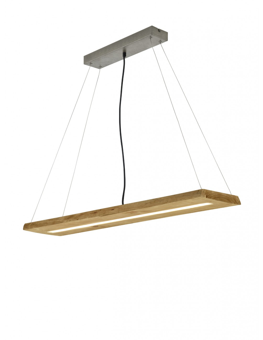 Iluminación LED colgante Brad rectangular de madera natural