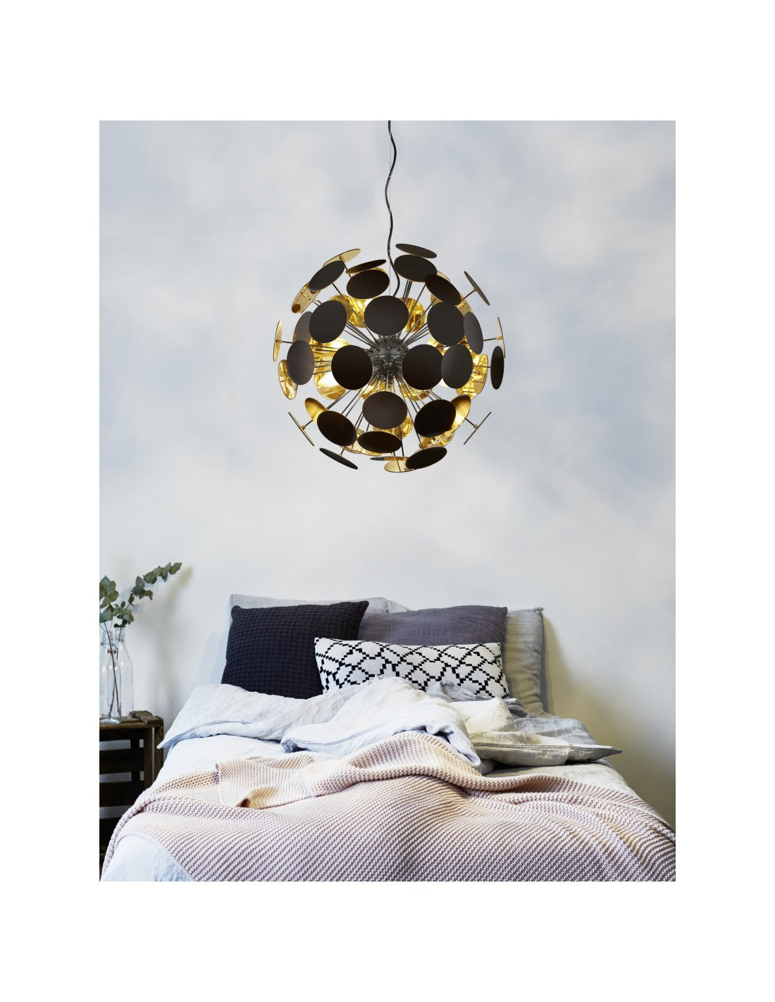 Discalgo Suspensión 6xE14 Negro Y Redondos Decorativos Ø54 cm Trio Lighting