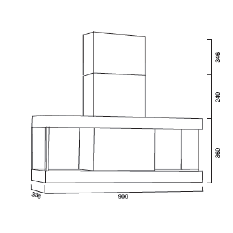 Campana extractora URBAN SHELF de acero inoxidable bruñido 90 cm