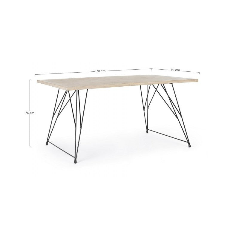 DISTRICT mesa industrial de diseño de madera 160x90x h76 cm