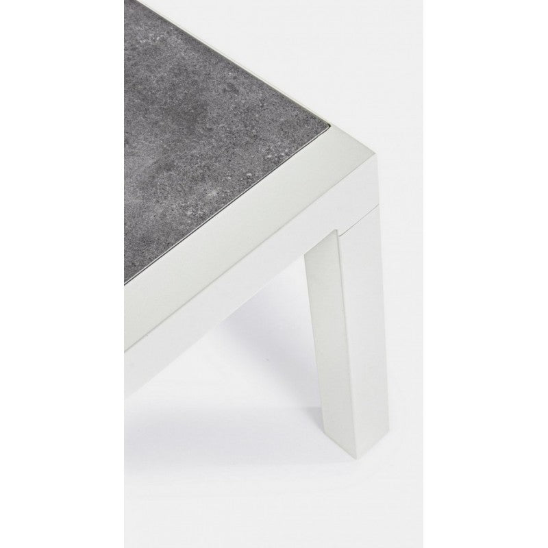 KLEDI LUNAR Mesa de centro exterior aluminio blanco 120x70x h43 cm