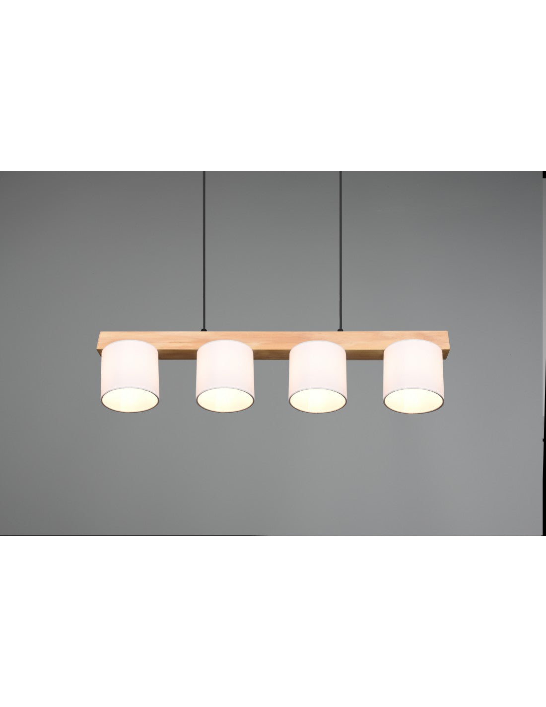 Lámpara colgante de madera con 4 pantallas blancas Cameron Trio Lighting